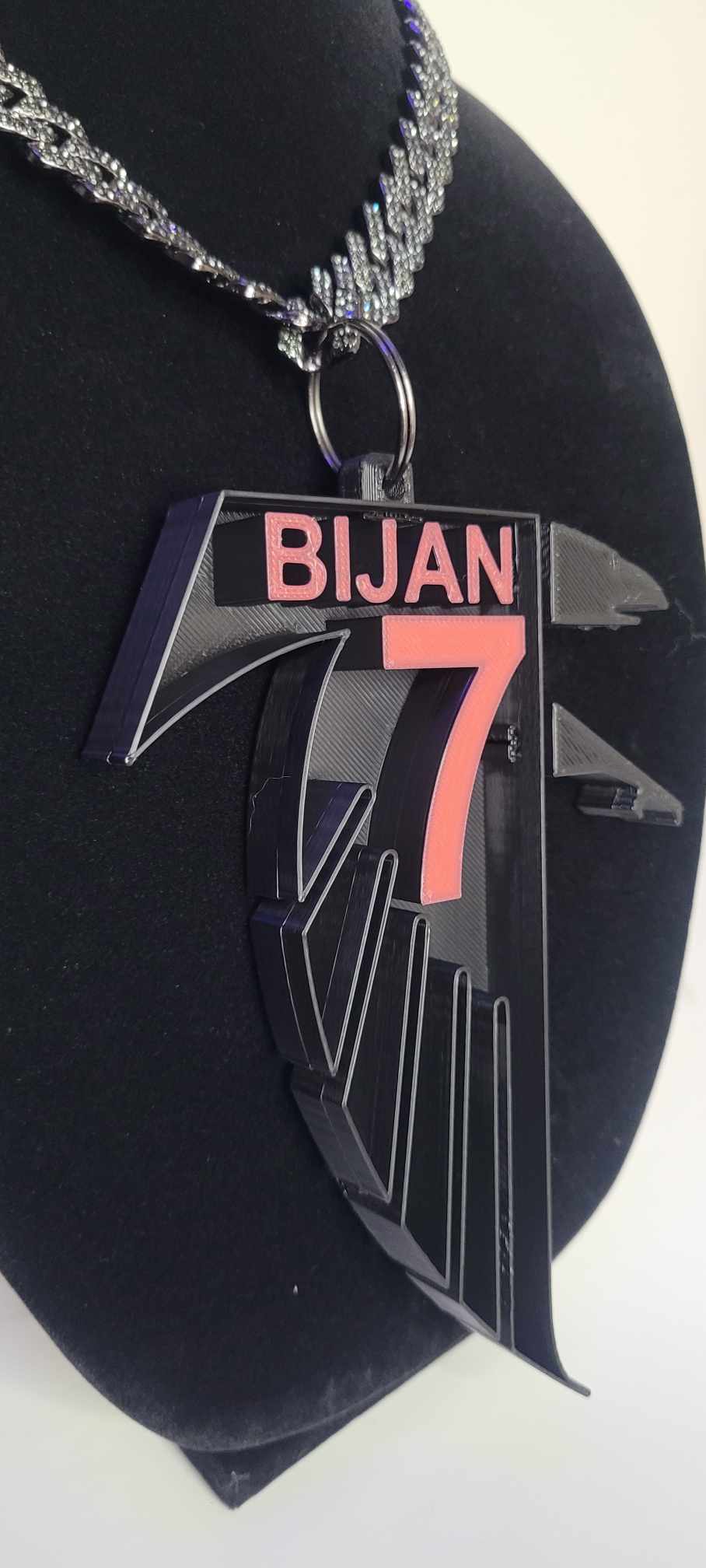 CUSTOM PLAYER BIJAN THROWBACK FALCON CHARM W/ BLING CHAIN