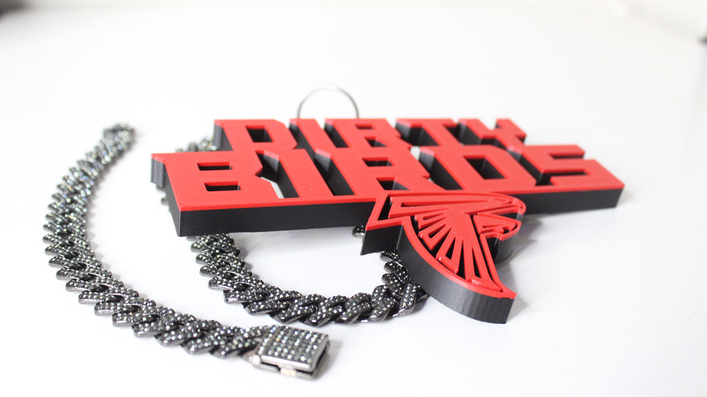 CUSTOM ATLANTA FALCONS "DIRTY BIRDS" CHARM W/BLING CHAIN