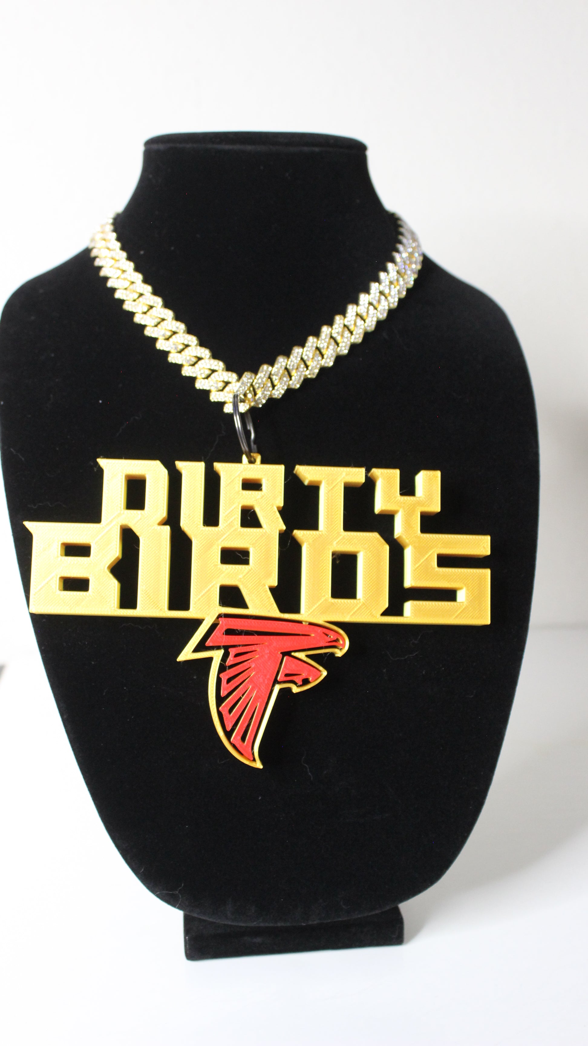 CUSTOM ATLANTA FALCONS "DIRTY BIRDS" CHARM W/BLING CHAIN