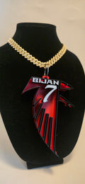 CUSTOM PLAYER BIJAN THROWBACK FALCON CHARM W/ BLING CHAIN