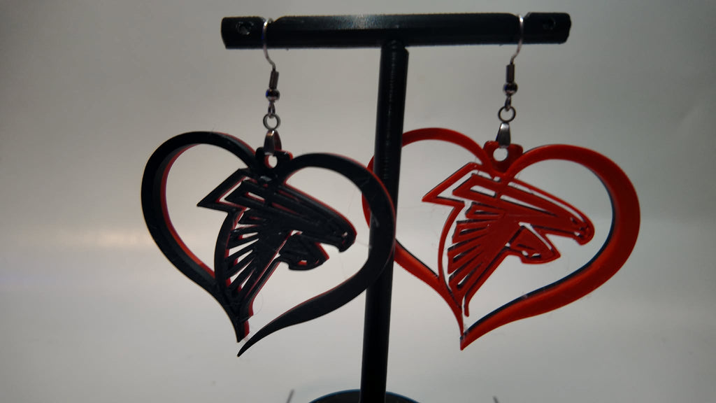 Custom Hearts Atlanta Falcons 3D Print Earrings